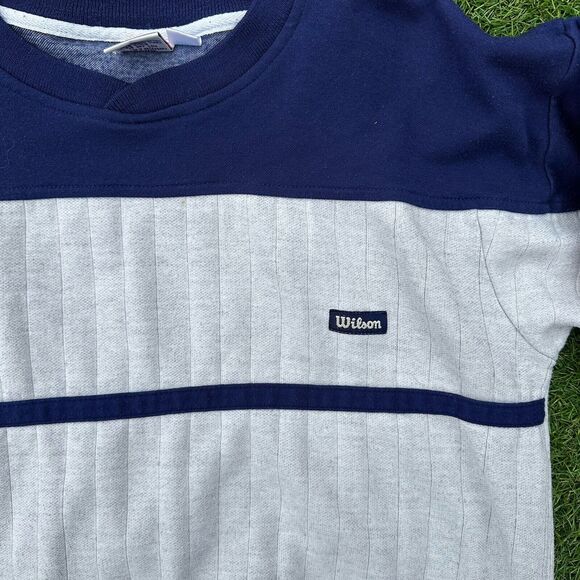 Vintage 90s Wilson Tennis Button Sweatsuit Womens Medium Striped Preppy Blue - Picture 6 of 11